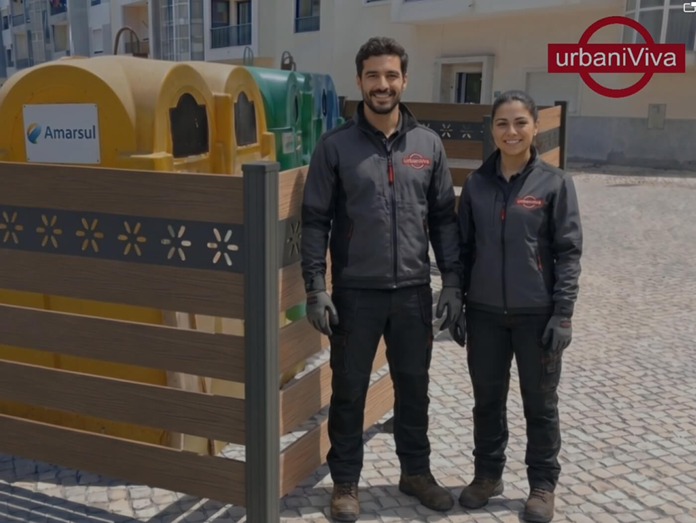 Divisórias tapume para contentores do lixo e eco pontos