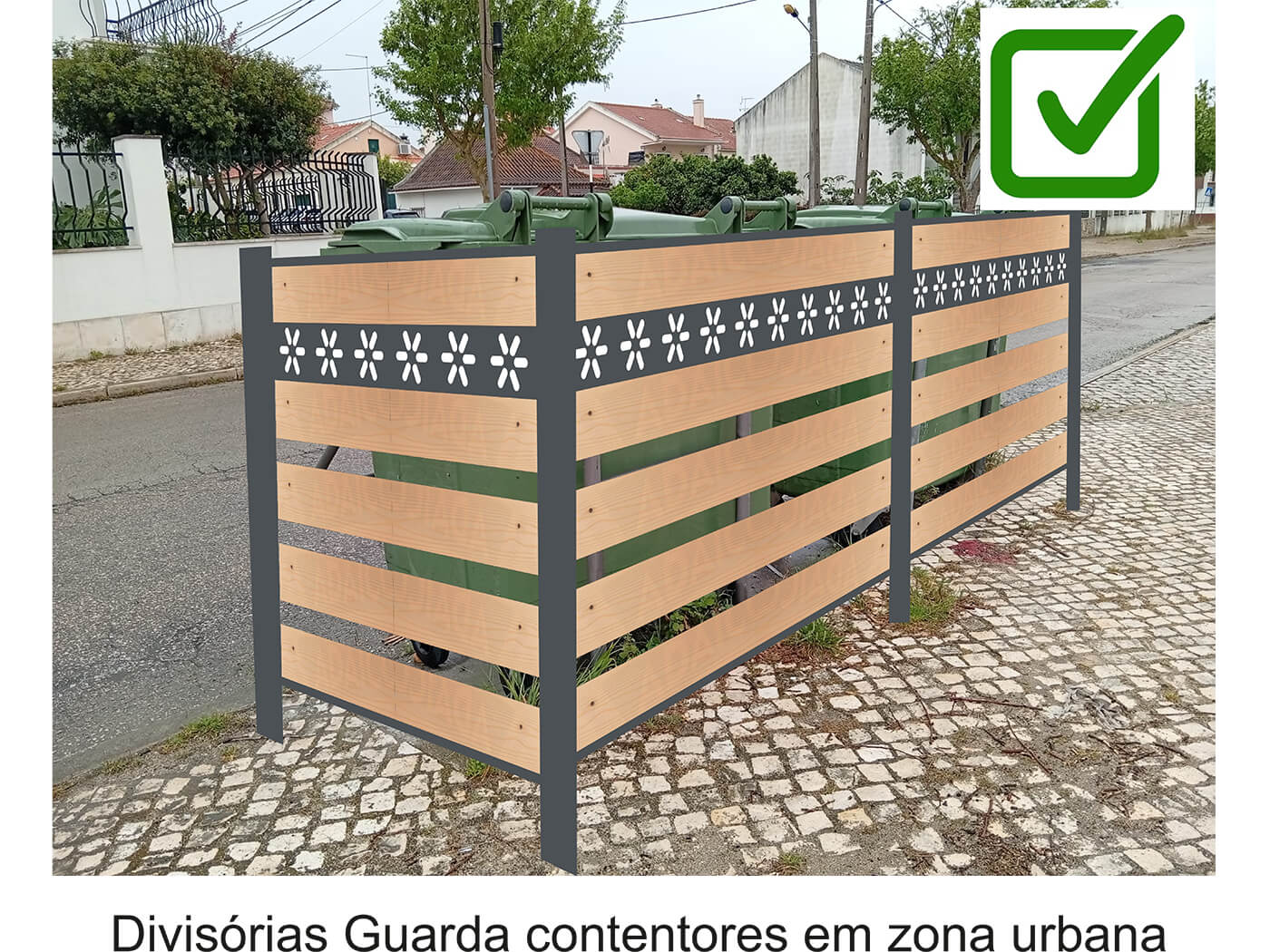 Divisórias tapume para contentores do lixo e eco pontos